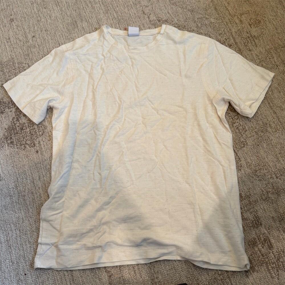 Bershka T-Shirt Mens Size M White Loose Fit Crew Neck Short Sleeve